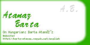 atanaz barta business card